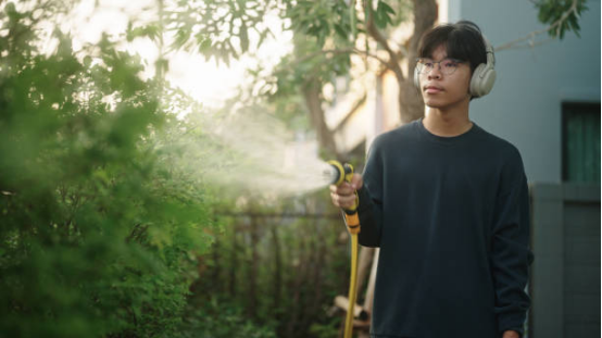 electric pressure washer removing dirt with instant visual feedback