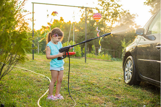 electric pressure washer used on outdoor floor for stress-free cleaning