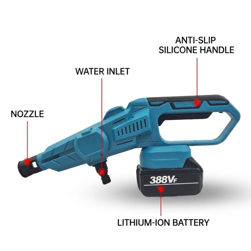 Brushless Cordless Car Wash Gun, 21V Lithium Battery, Portable Handheld Power Sprayer2